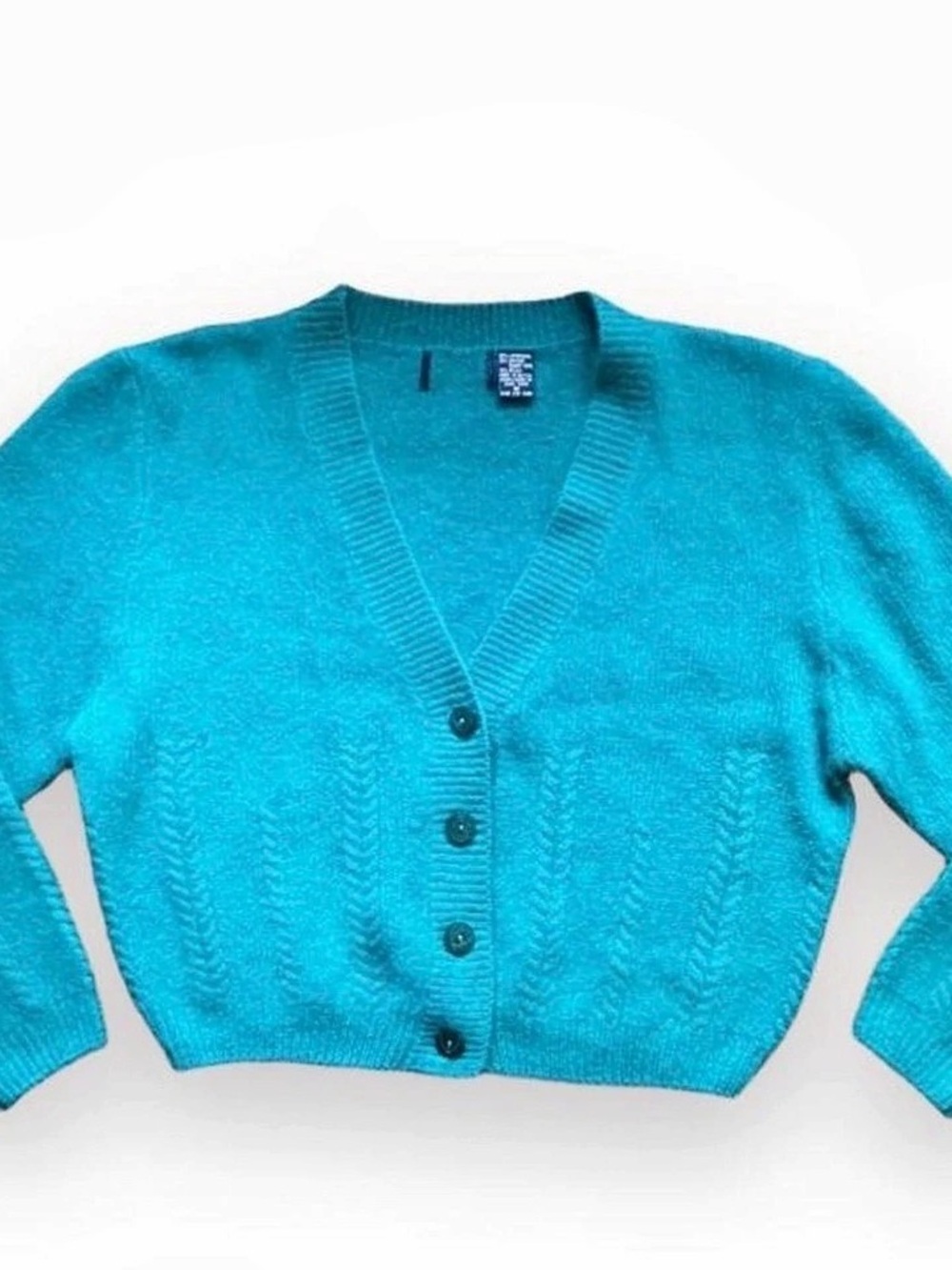 Textured Angora Cardigan in Teal